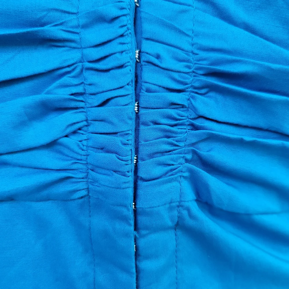 Stretch Cotton NWT Y2K XL Blue Top Romantic - Picture 2 of 11